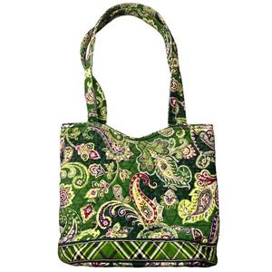 Vera Bradley Green/Purple Paisley & Plaid Shoulder Bag